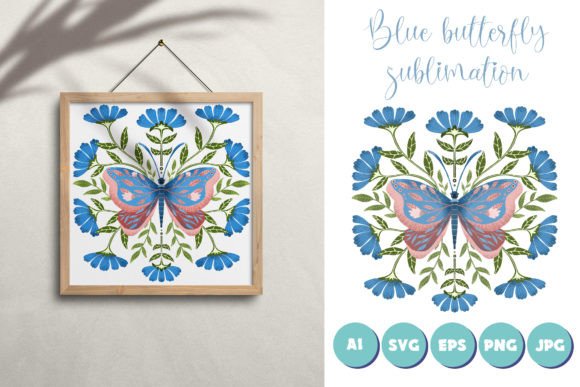 Blue Floral Butterfly Sublimation: A Beautiful Way to Customize Products with Nature-Inspired Design