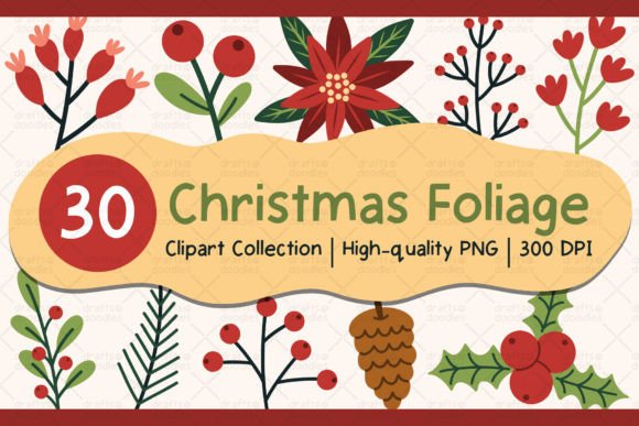 Christmas Foliage Clipart Set