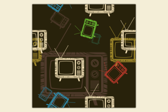 Classic Television Dark Seamless Pattern
