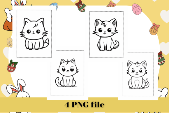 Cute Cat Coloring Pages 3, KDP Interior