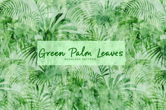 Green Palm Trees and Decorative Botanical Seamless Pattern
