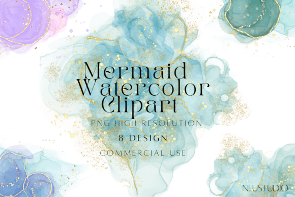 Mermaid Abstract Watercolor Clipart for Stunning Designs