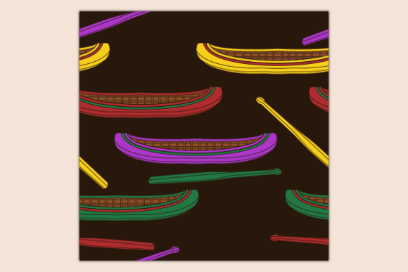 Native America Canoe Paddle Dark Pattern for Creative and Cultural Design
