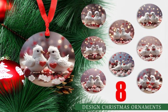 Ornament Valentine Pigeons: A Charming Christmas Decor Set