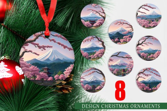 Ornaments Sakura Trees Mount Fuji: A Unique Addition to Your Holiday Decor