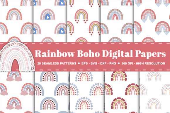 Rainbow Boho Digital Seamless Patterns: Enhancing Creativity and Workflow
