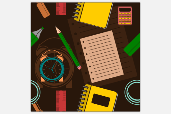 School Equipment Dark Seamless Pattern