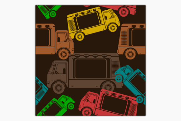 Side View Mobile Food Truck Dark Pattern for Creative Projects