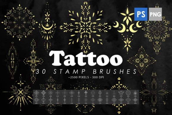 Tattoo Ornament Photoshop Stamp Brushes for Creative Designers