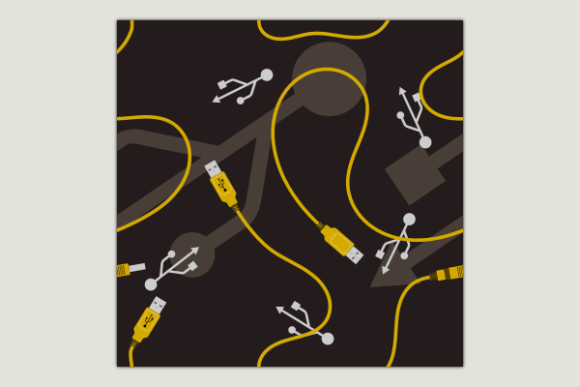USB Cable Dark Seamless Pattern for Professional Designers