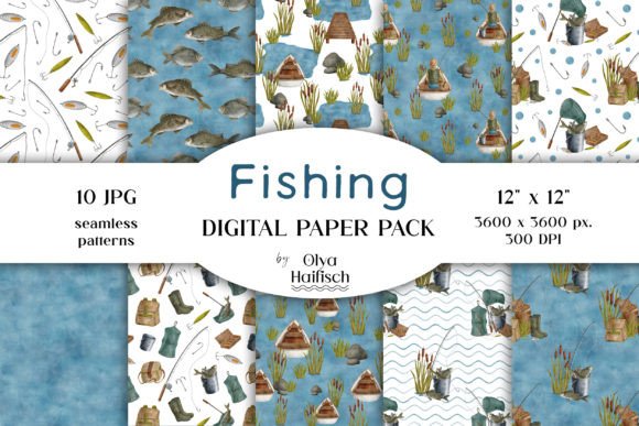 Watercolor Fishing Digital Paper Pack: A Creative Tool for Modern Designers and DIY Enthusiasts